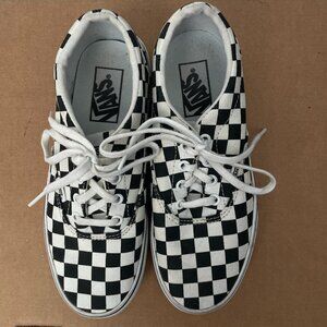 Vans White and Black Checkerboard Lace-Up Trainers Women's 6.5